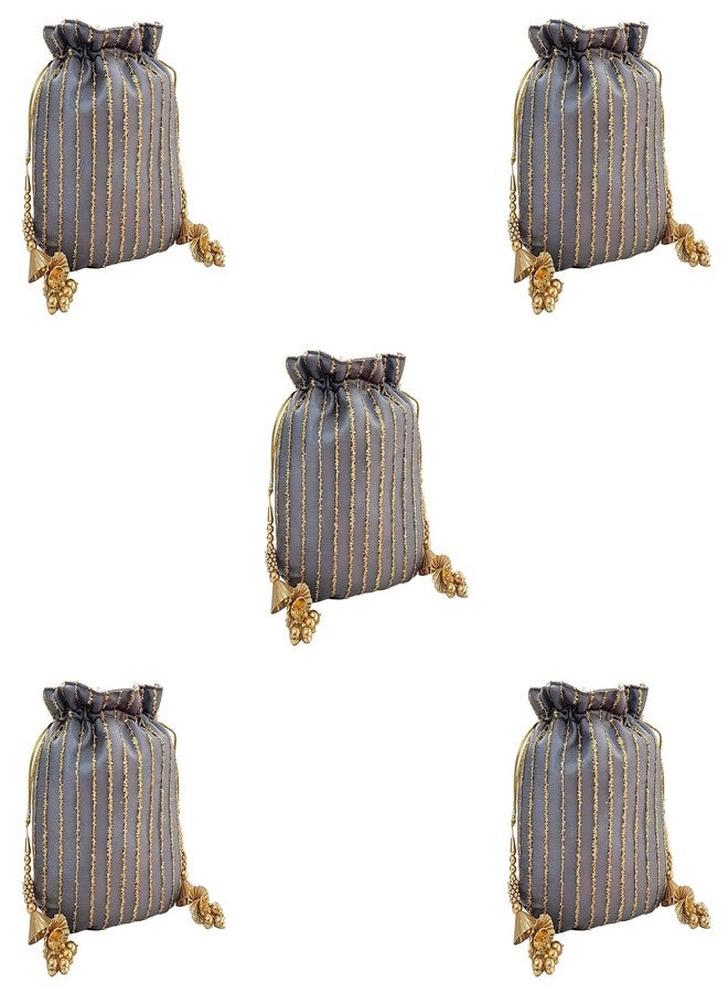 DUCHESS Women Grey Potli Bag Purse (Pack of 5)
